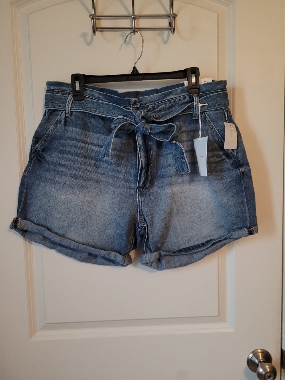 KanCan Blue Tie-Waist Denim Shorts